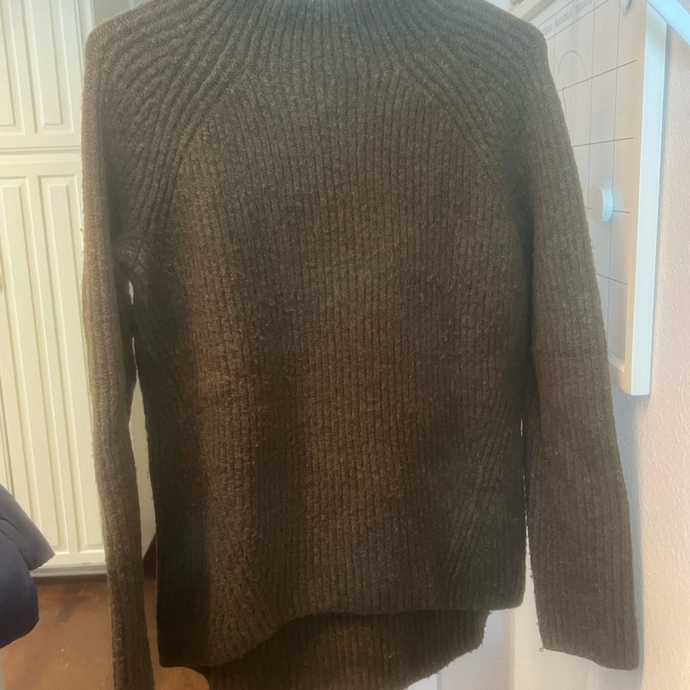 Madewell Brown Cowl Neck Sweater with Ribbed Texture